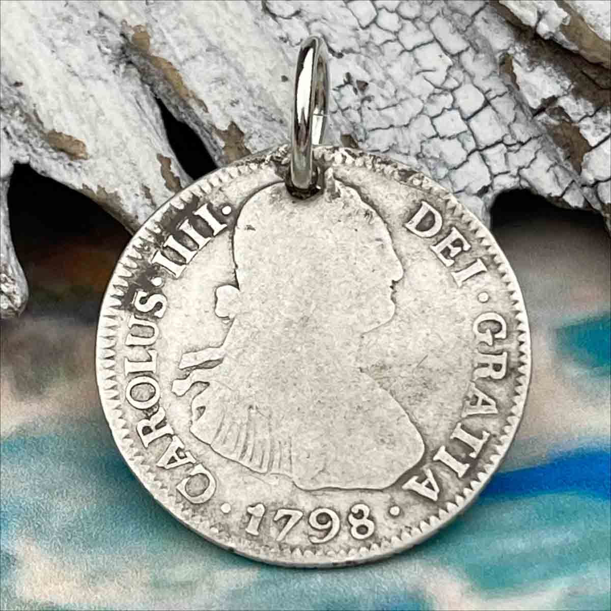 Pirate Chic Silver 2 Reale Spanish Portrait Dollar Dated 1798 - the Legendary &quot;Piece of Eight&quot; Pendant