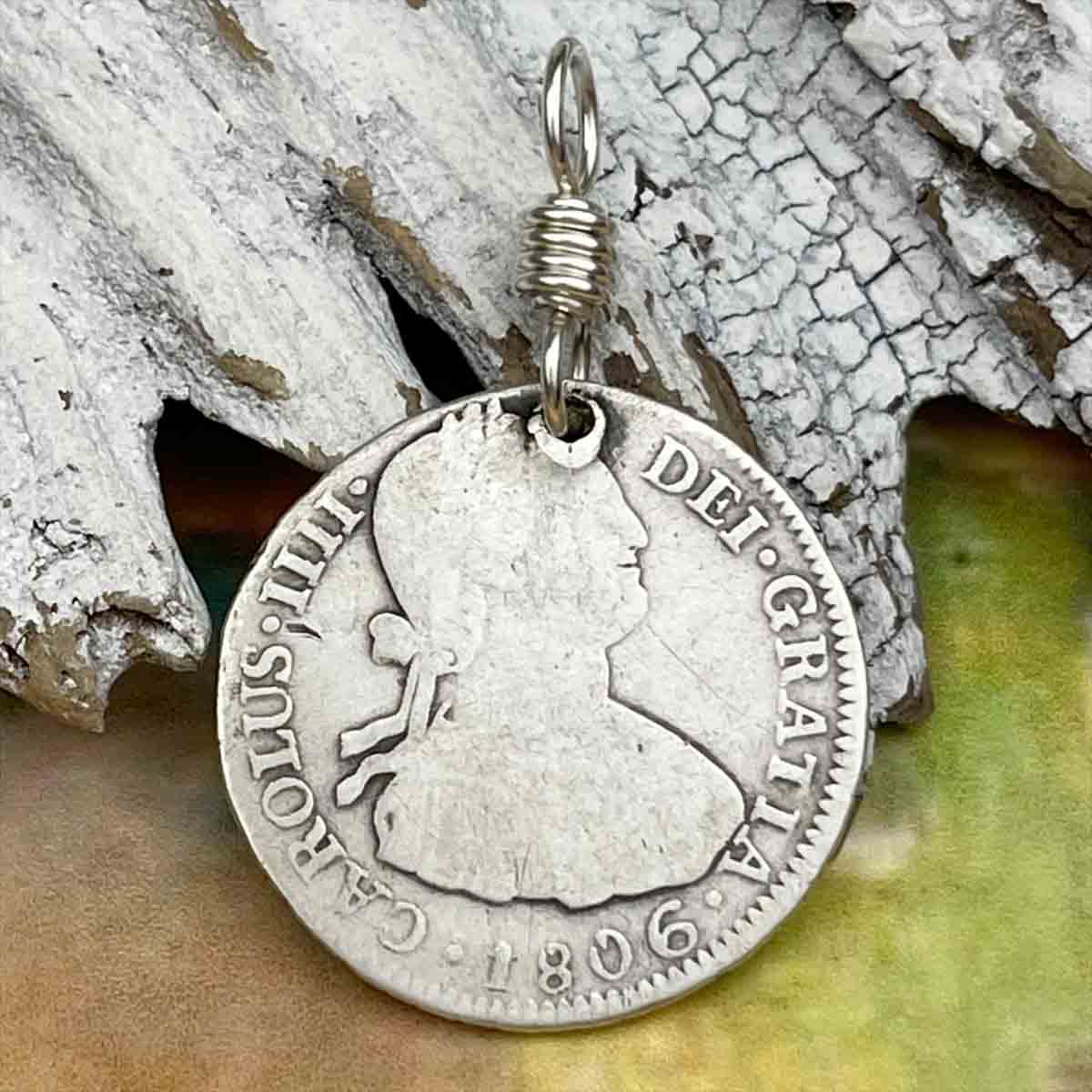 Pirate Chic Silver 2 Reale Spanish Portrait Dollar Dated 1806 - the Legendary &quot;Piece of Eight&quot; Pendant