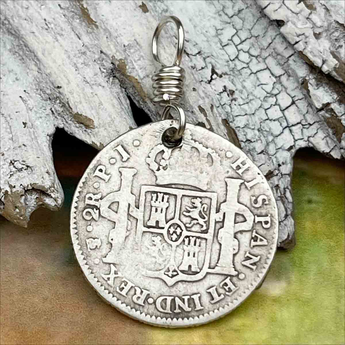 Pirate Chic Silver 2 Reale Spanish Portrait Dollar Dated 1806 - the Legendary &quot;Piece of Eight&quot; Pendant