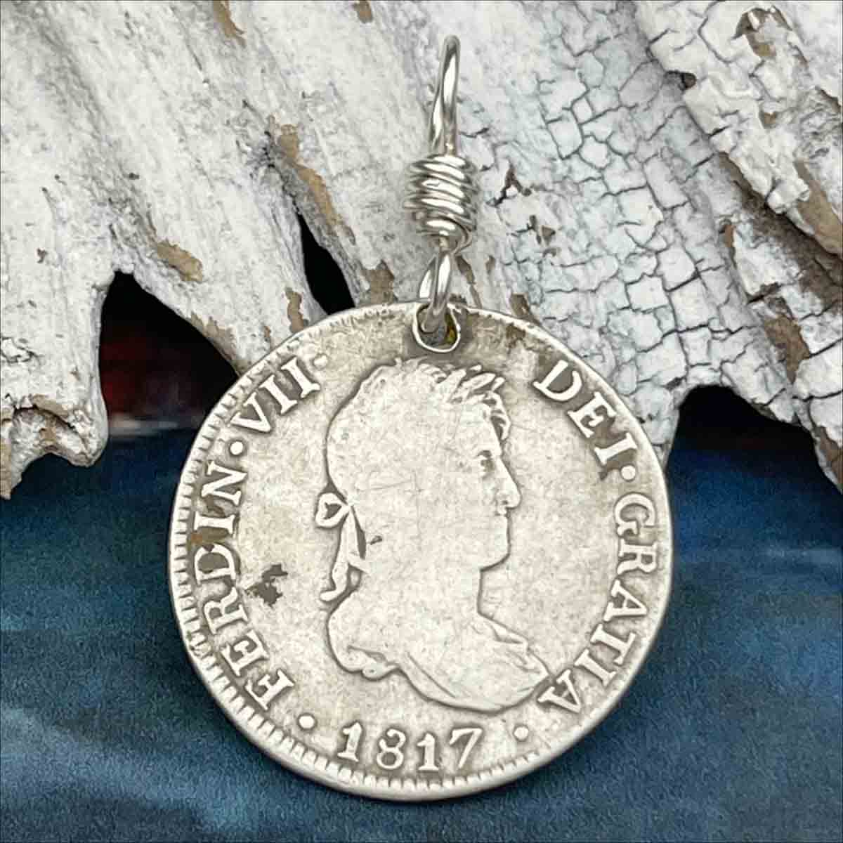 Pirate Chic Silver 2 Reale Spanish Portrait Dollar Dated 1817 - the Legendary &quot;Piece of Eight&quot; Pendant 