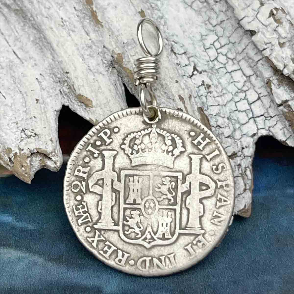 Pirate Chic Silver 2 Reale Spanish Portrait Dollar Dated 1817 - the Legendary &quot;Piece of Eight&quot; Pendant 