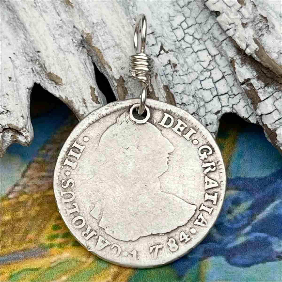 Pirate Chic Silver 2 Reale Spanish Portrait Dollar Dated 1784 - the Legendary &quot;Piece of Eight&quot; Pendant | Artifact #8876