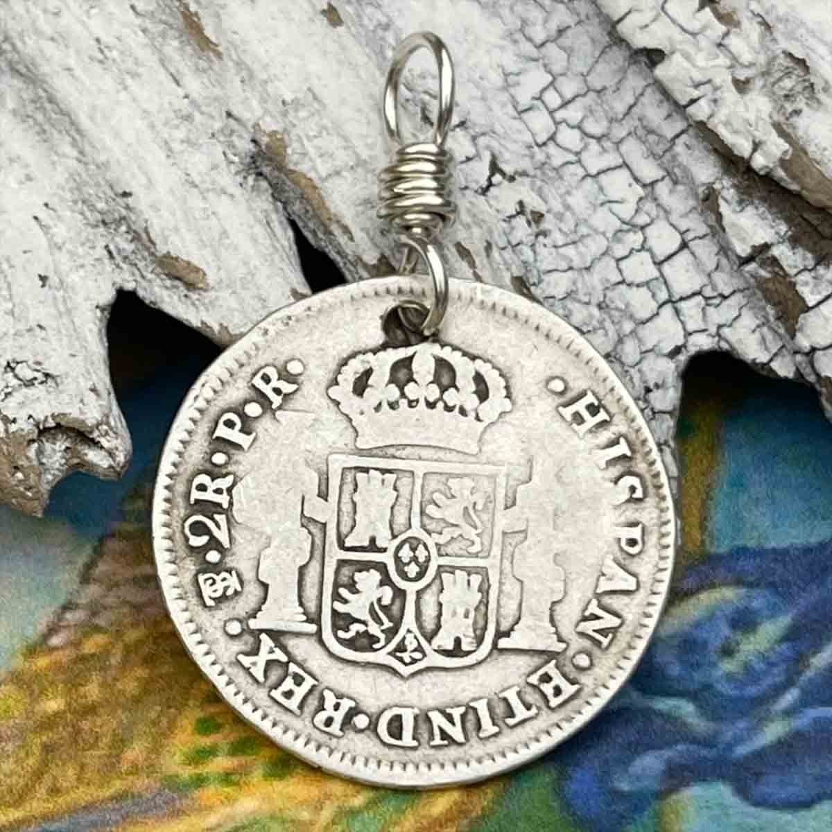 Pirate Chic Silver 2 Reale Spanish Portrait Dollar Dated 1784 - the Legendary &quot;Piece of Eight&quot; Pendant | Artifact #8876