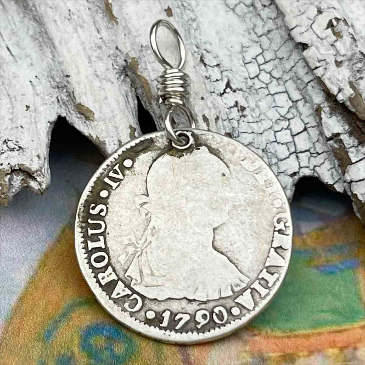 Pirate Chic Silver 2 Reale Spanish Portrait Dollar Dated 1790 - the Legendary &quot;Piece of Eight&quot; Pendant