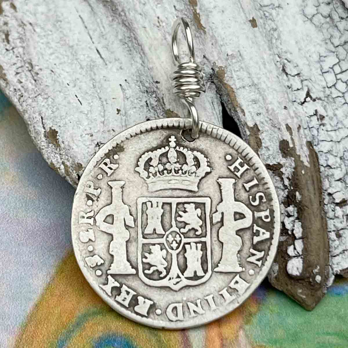 Pirate Chic Silver 2 Reale Spanish Portrait Dollar Dated 1790 - the Legendary &quot;Piece of Eight&quot; Pendant