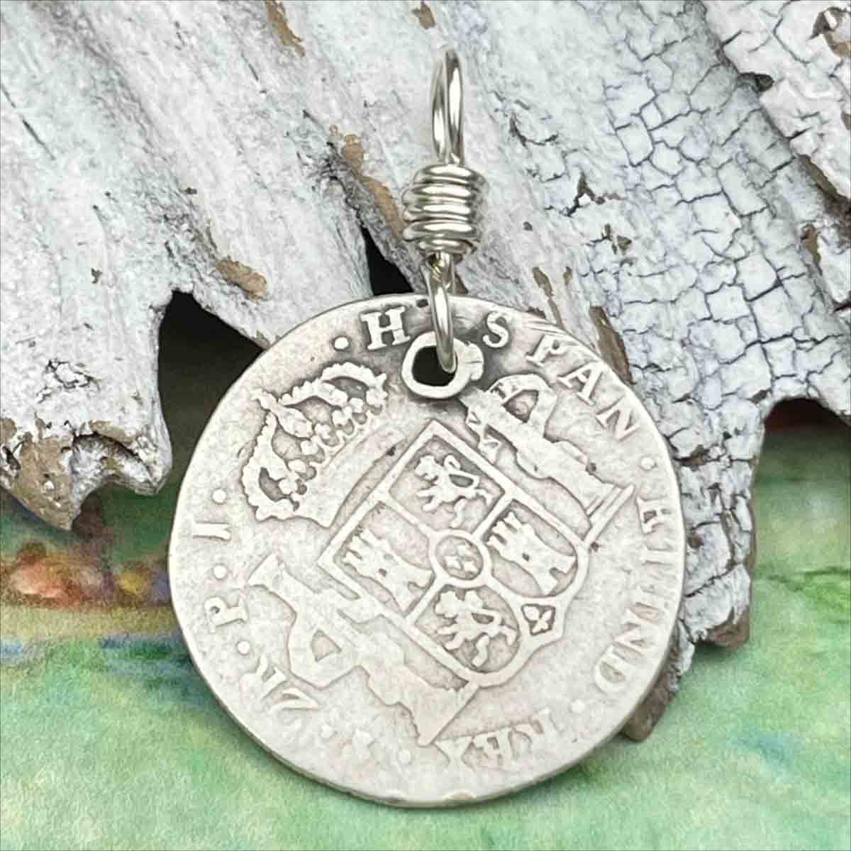 Pirate Chic Silver 2 Reale Spanish Portrait Dollar Dated 1813 - the Legendary &quot;Piece of Eight&quot; Pendant