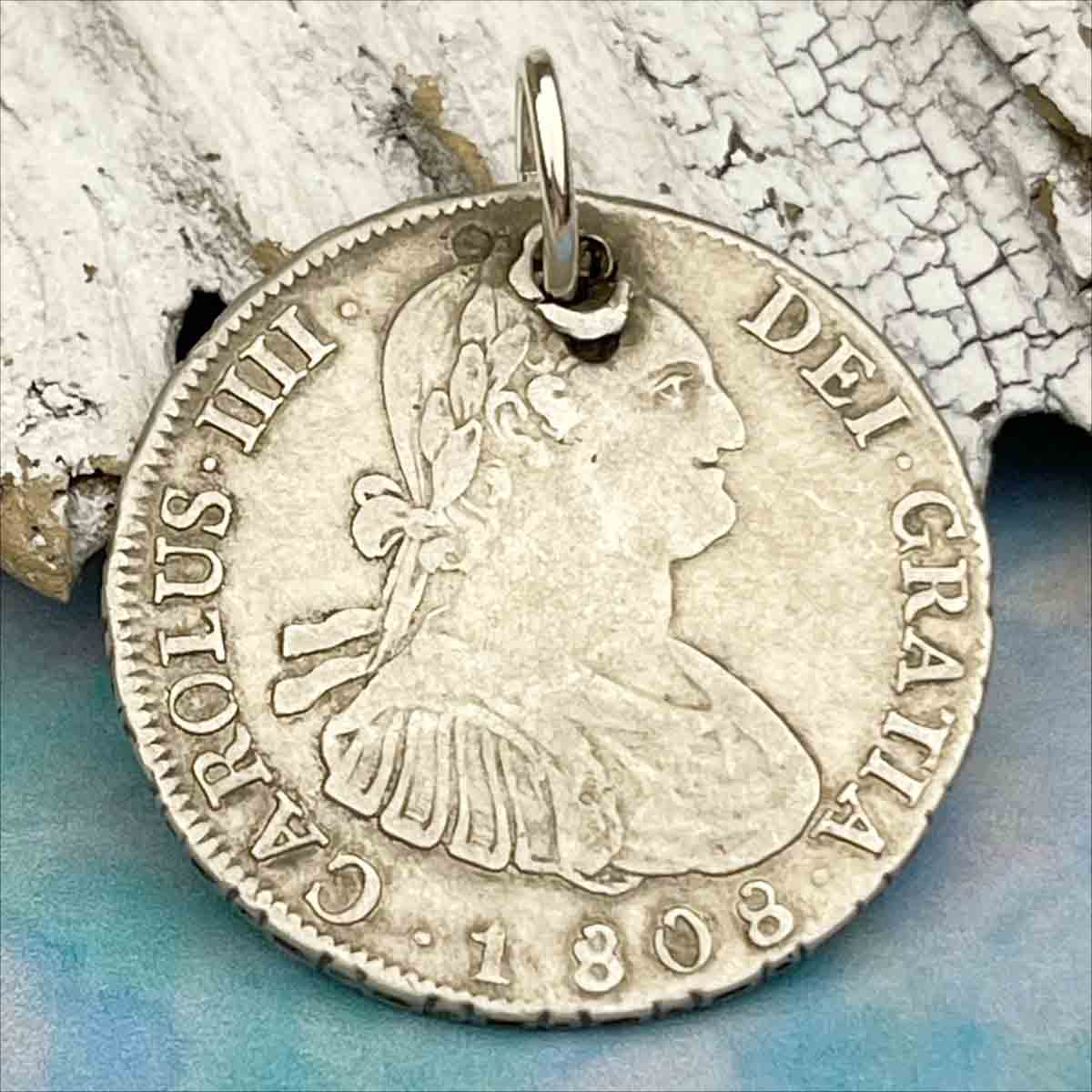 Pirate Chic Silver 4 Reale Spanish Portrait Dollar Dated 1808 - the Legendary &quot;Piece of Eight&quot; Pendant