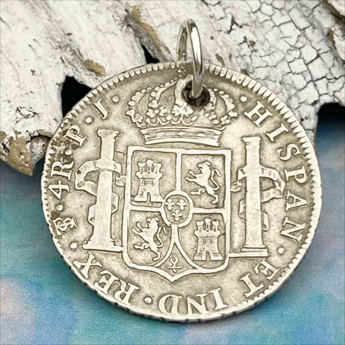 Pirate Chic Silver 4 Reale Spanish Portrait Dollar Dated 1808 - the Legendary &quot;Piece of Eight&quot; Pendant