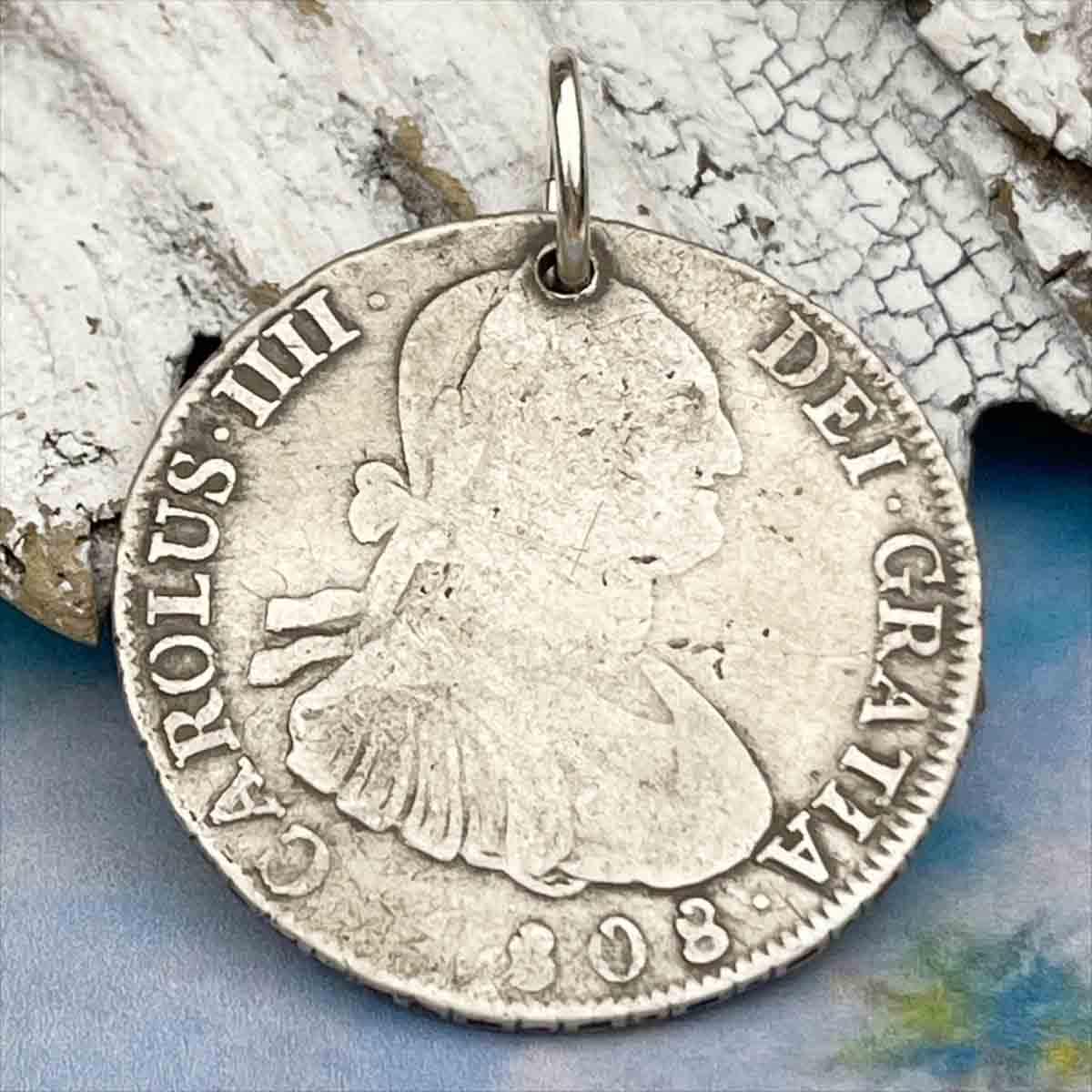 Pirate Chic Silver 4 Reale Spanish Portrait Dollar Dated 1808 - the Legendary &quot;Piece of Eight&quot; Pendant