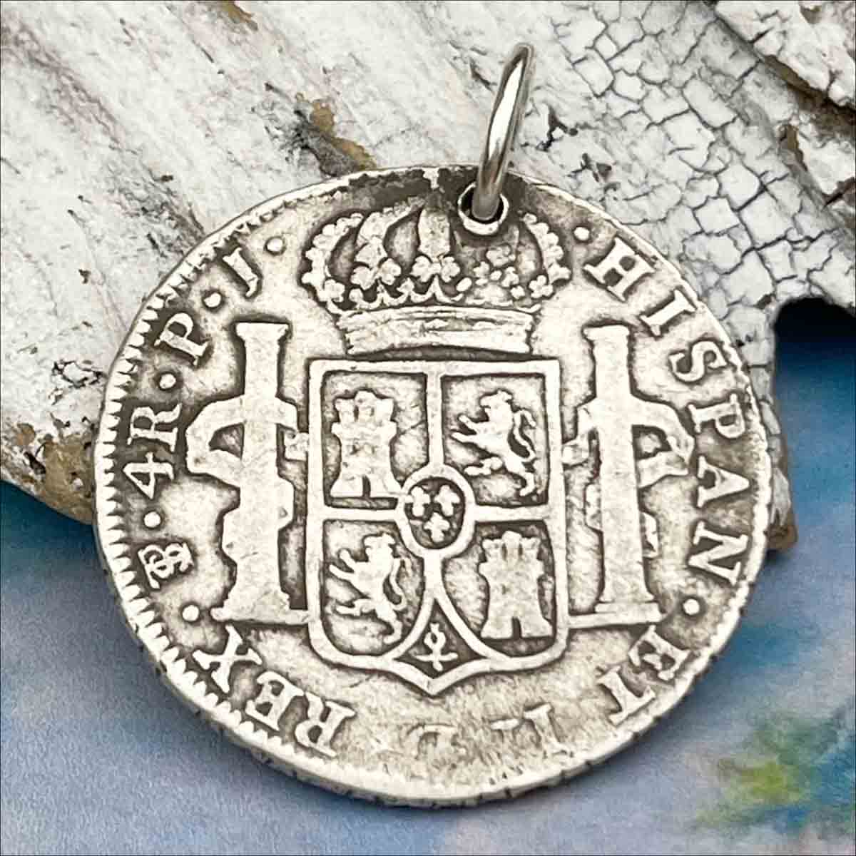 Pirate Chic Silver 4 Reale Spanish Portrait Dollar Dated 1808 - the Legendary &quot;Piece of Eight&quot; Pendant