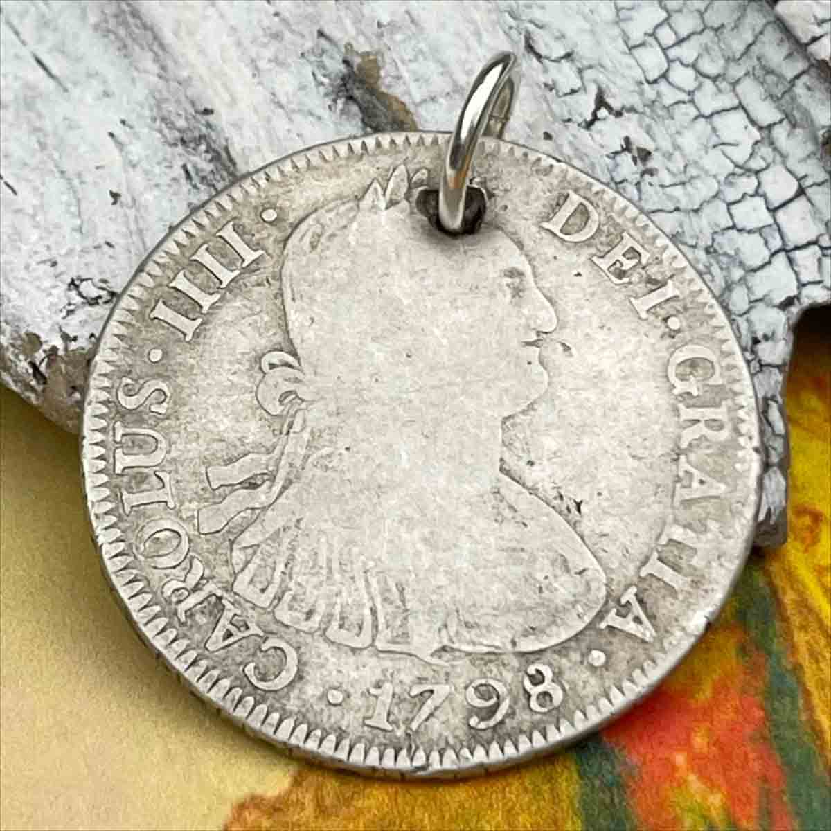 Pirate Chic Silver 4 Reale Spanish Portrait Dollar Dated 1798 - the Legendary &quot;Piece of Eight&quot; Pendant