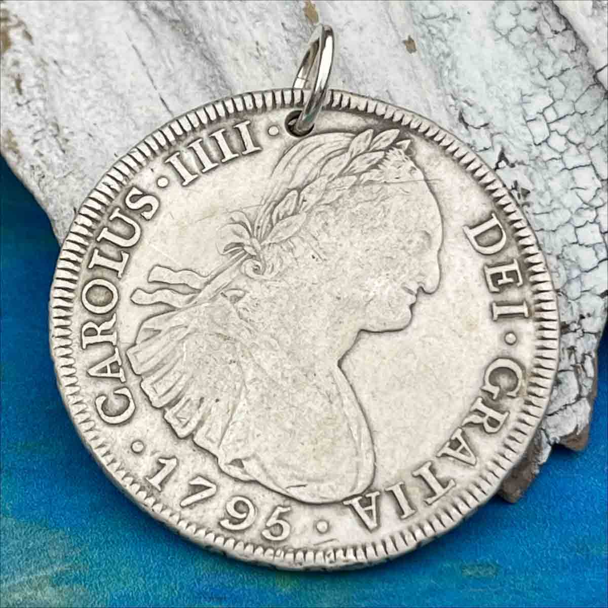 Pirate Chic Silver 8 Reale Spanish Portrait Dollar Dated 1795 - the Legendary &quot;Piece of Eight&quot; Pendant