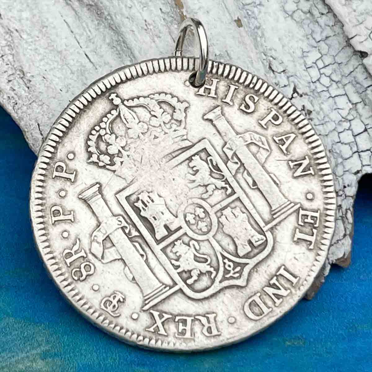 Pirate Chic Silver 8 Reale Spanish Portrait Dollar Dated 1795 - the Legendary &quot;Piece of Eight&quot; Pendant