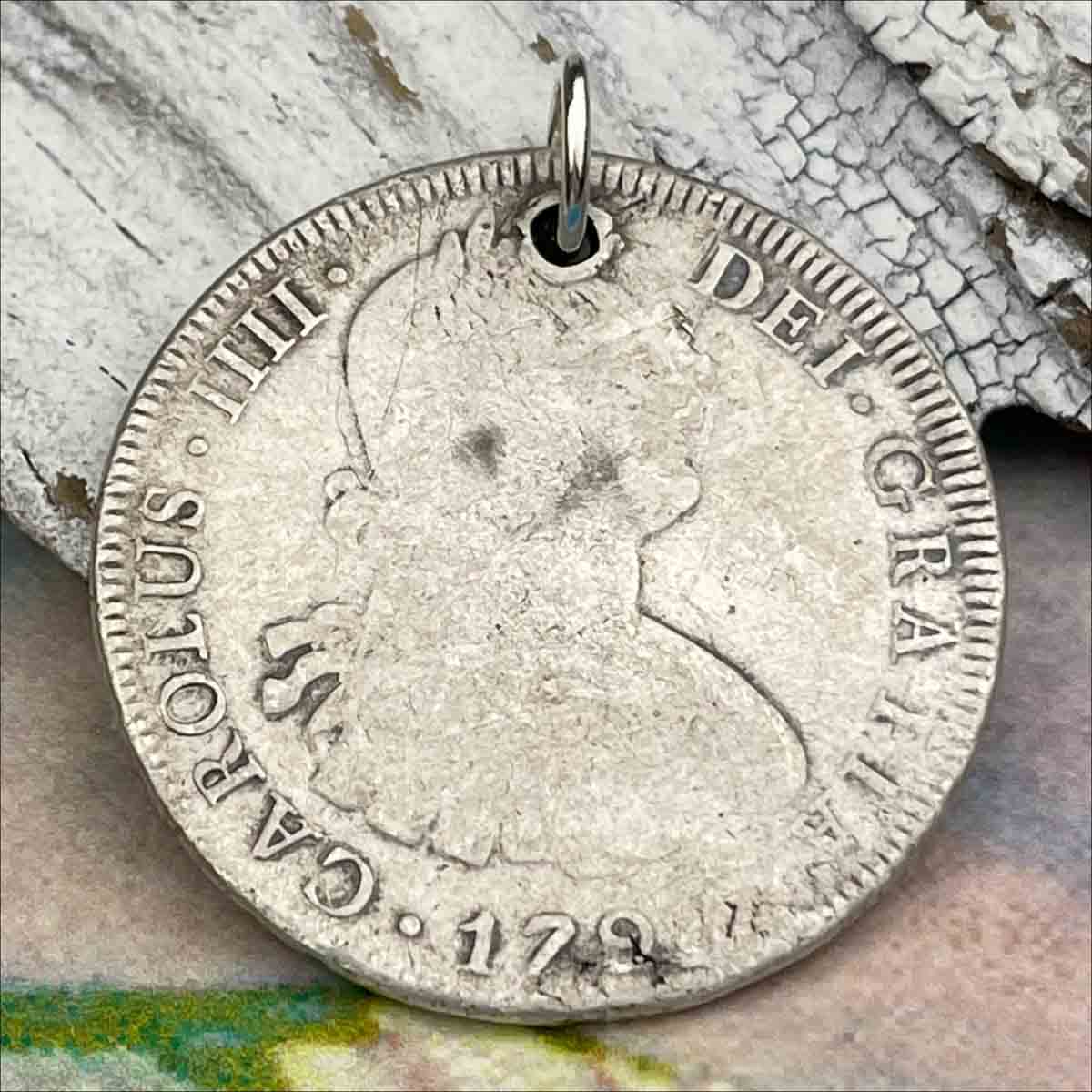 Pirate Chic Silver 8 Reale Spanish Portrait Dollar Dated 1797 - the Legendary &quot;Piece of Eight&quot; Pendant