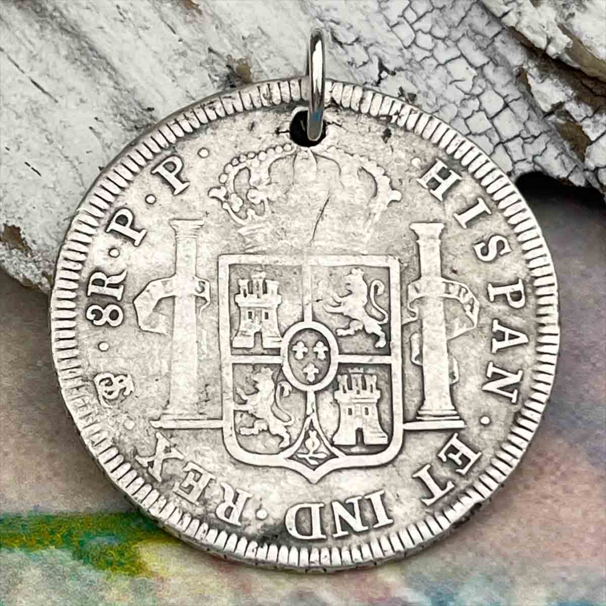 Pirate Chic Silver 8 Reale Spanish Portrait Dollar Dated 1797 - the Legendary &quot;Piece of Eight&quot; Pendant