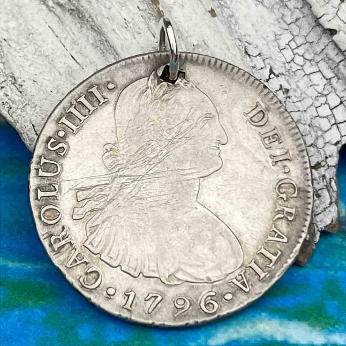 Pirate Chic Silver 8 Reale Spanish Portrait Dollar Dated 1796 - the Legendary &quot;Piece of Eight&quot; Pendant