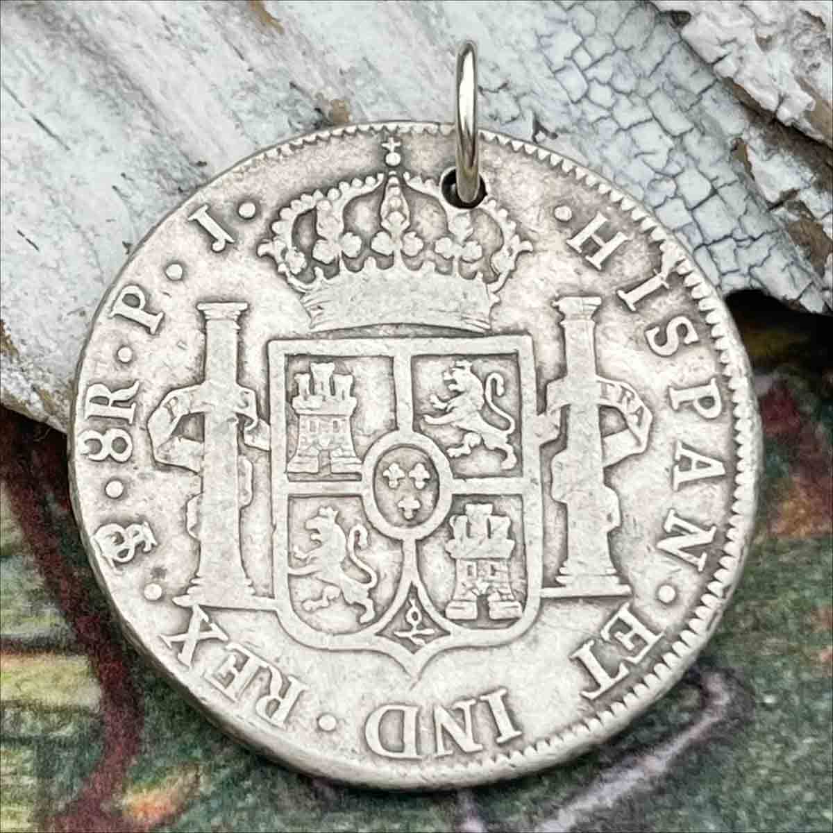 Pirate Chic Silver 8 Reale Spanish Portrait Dollar Dated 1804 - the Legendary &quot;Piece of Eight&quot; Pendant