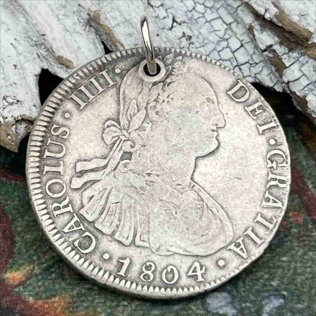 Pirate Chic Silver 8 Reale Spanish Portrait Dollar Dated 1804 - the Legendary &quot;Piece of Eight&quot; Pendant