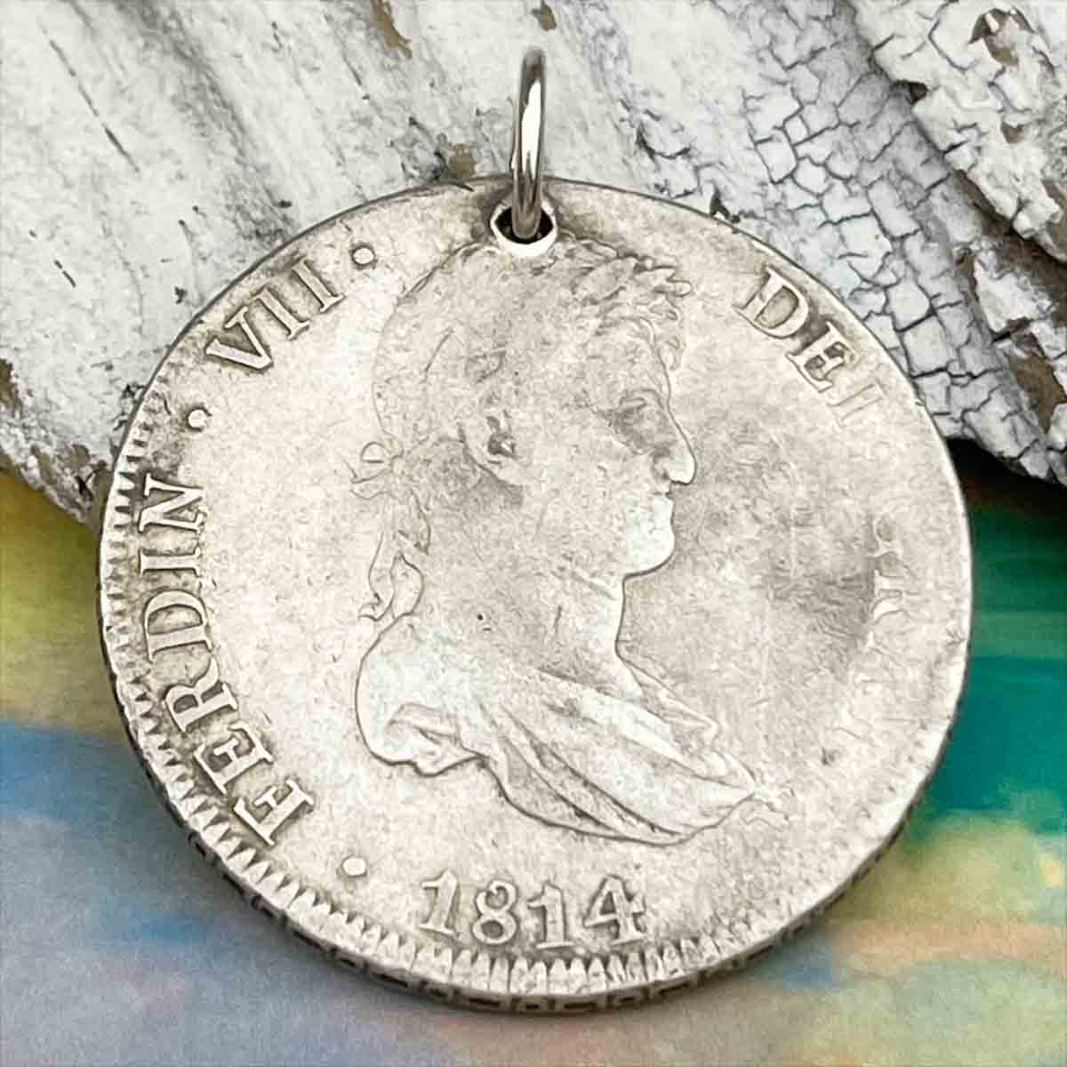 Pirate Chic Silver 8 Reale Spanish Portrait Dollar Dated 1814 - the Legendary &quot;Piece of Eight&quot; Pendant