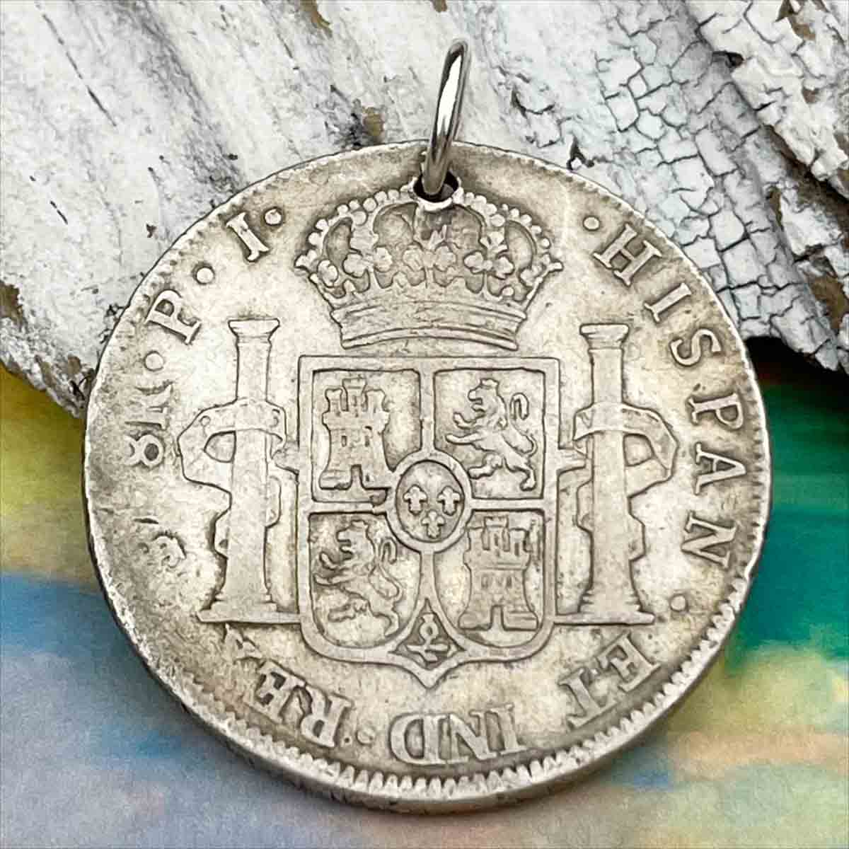 Pirate Chic Silver 8 Reale Spanish Portrait Dollar Dated 1814 - the Legendary &quot;Piece of Eight&quot; Pendant