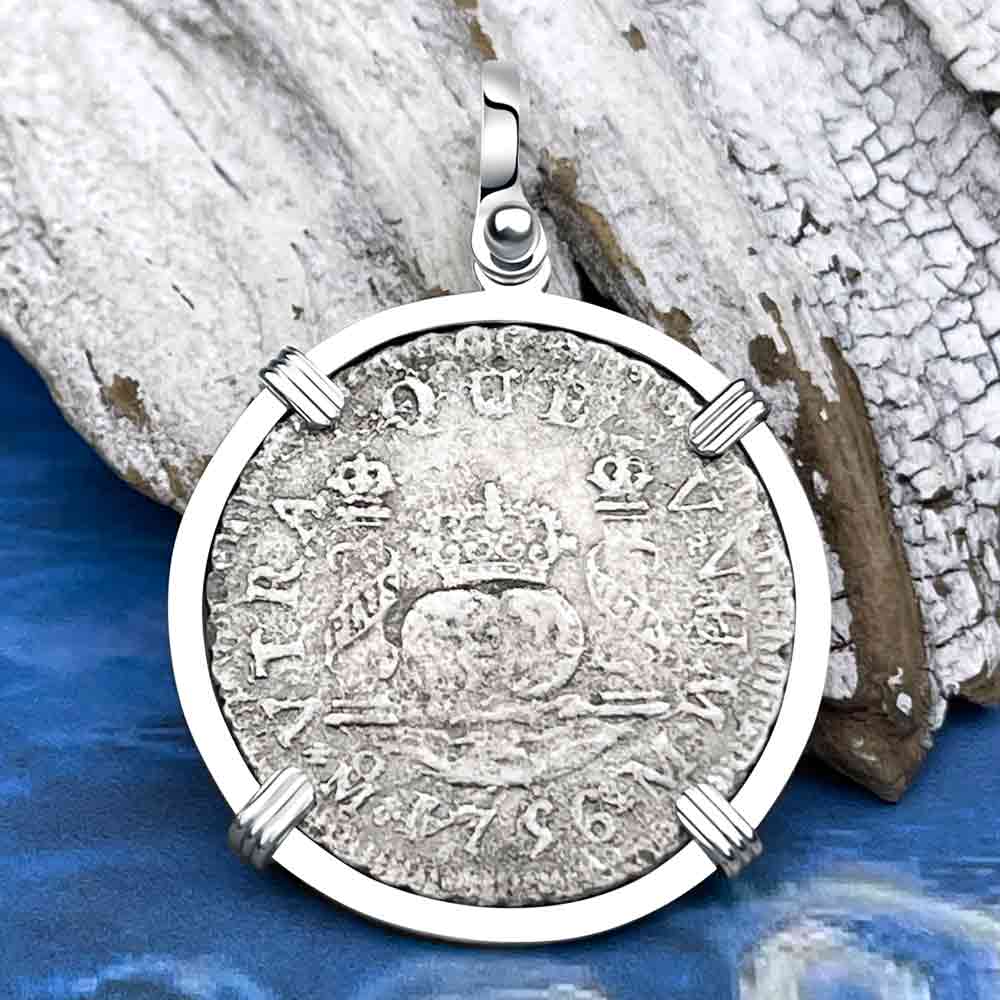 El Cazador Shipwreck Rare 1756 Pillar Dollar 2 Reale Sterling Silver Treasure Coin Pendant