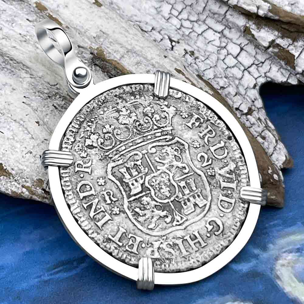 El Cazador Shipwreck Rare 1756 Pillar Dollar 2 Reale Sterling Silver Treasure Coin Pendant