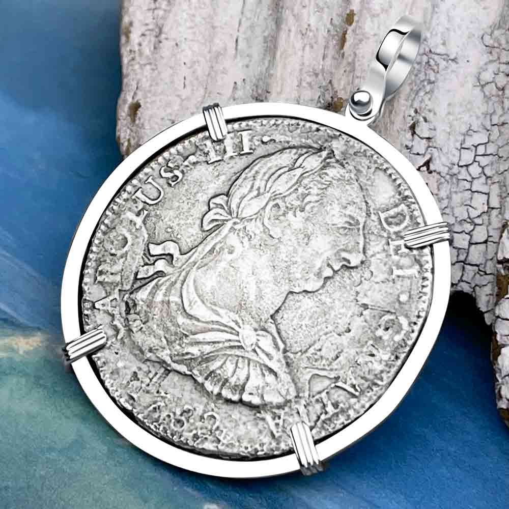 El Cazador Shipwreck 1782 8 Reale &quot;Piece of 8&quot; Silver Treasure Coin Pendant