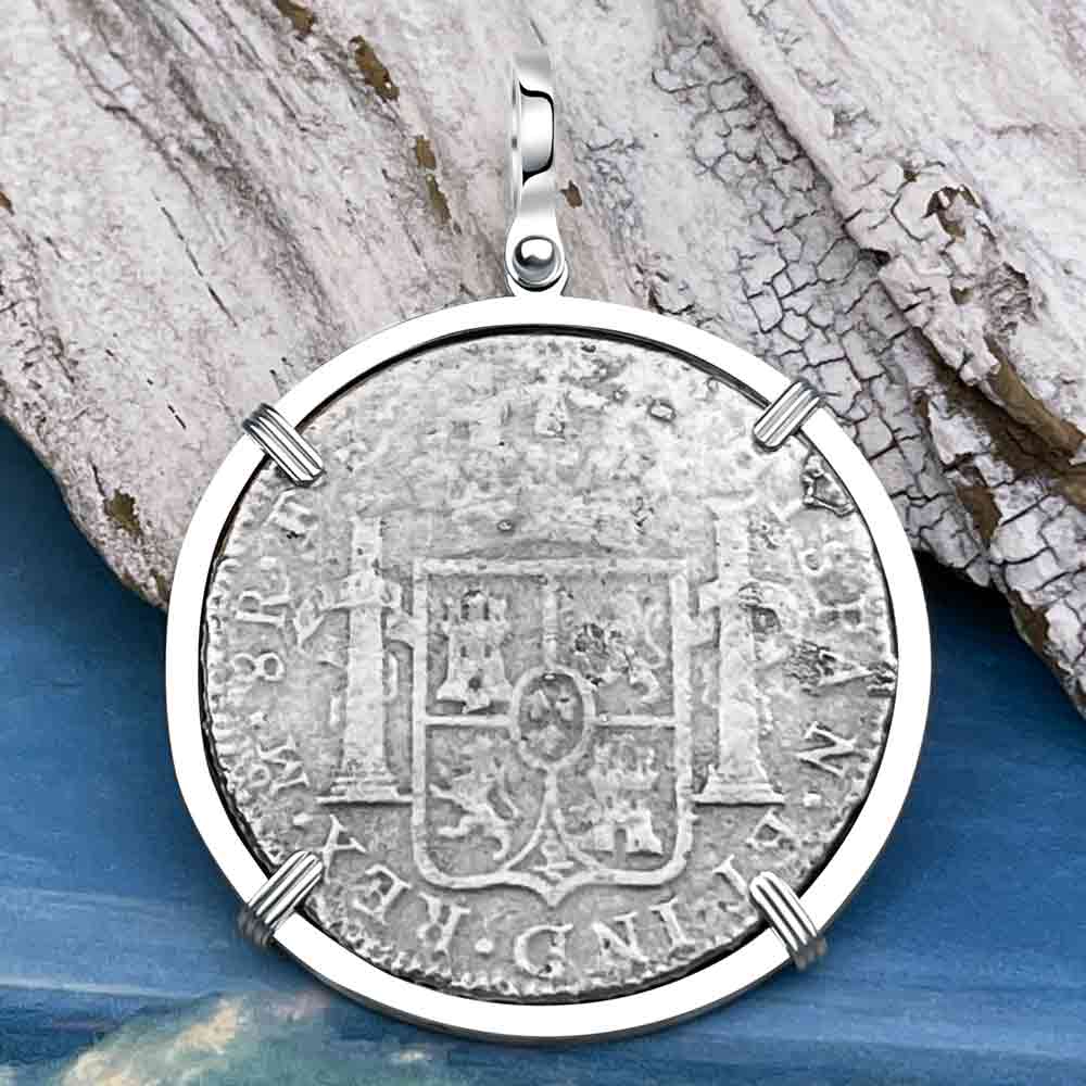 El Cazador Shipwreck 1782 8 Reale &quot;Piece of 8&quot; Silver Treasure Coin Pendant