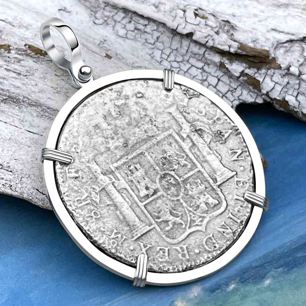 El Cazador Shipwreck 1782 8 Reale &quot;Piece of 8&quot; Silver Treasure Coin Pendant