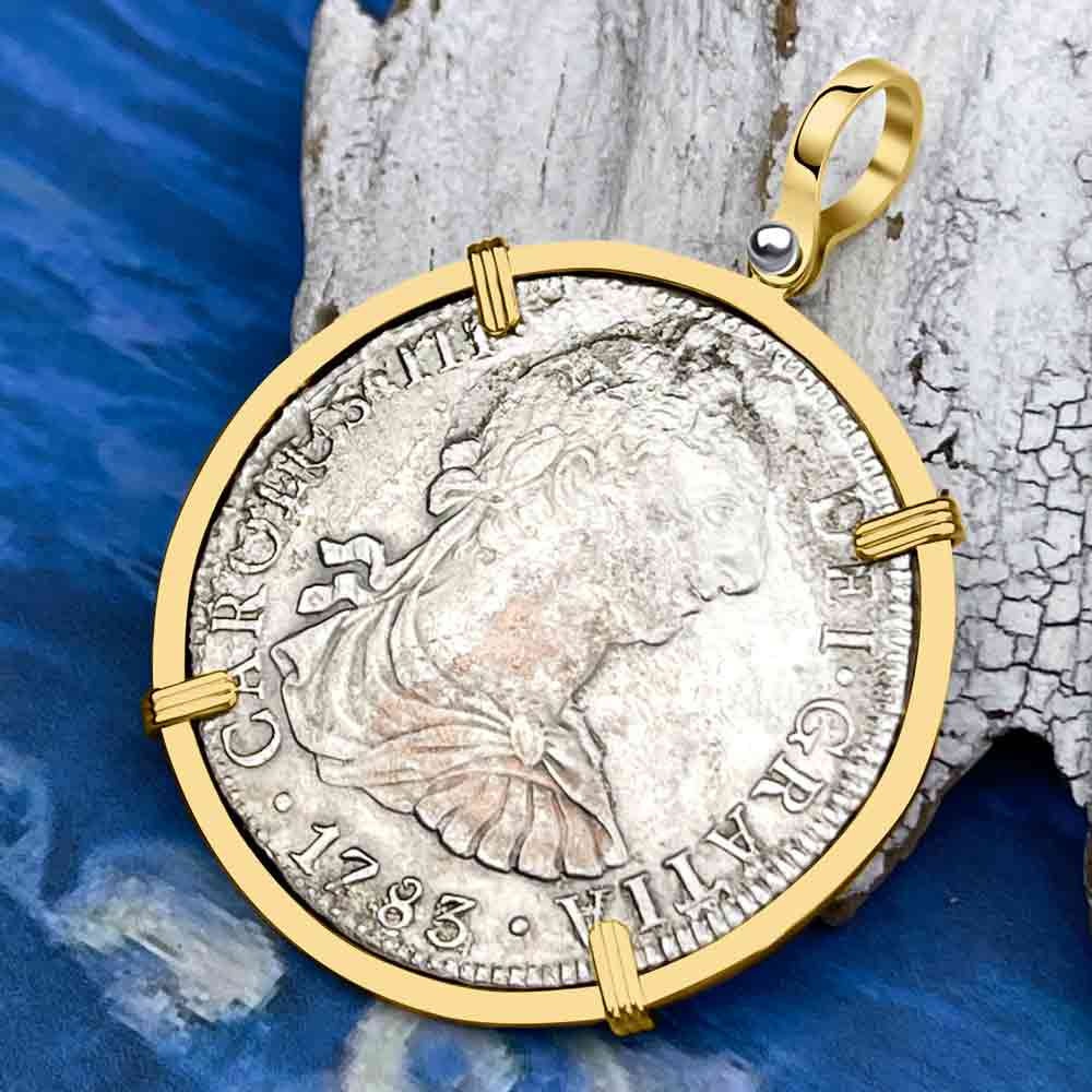 El Cazador Shipwreck 1783 8 Reale &quot;Piece of 8&quot; 14K Gold Treasure Coin Pendant