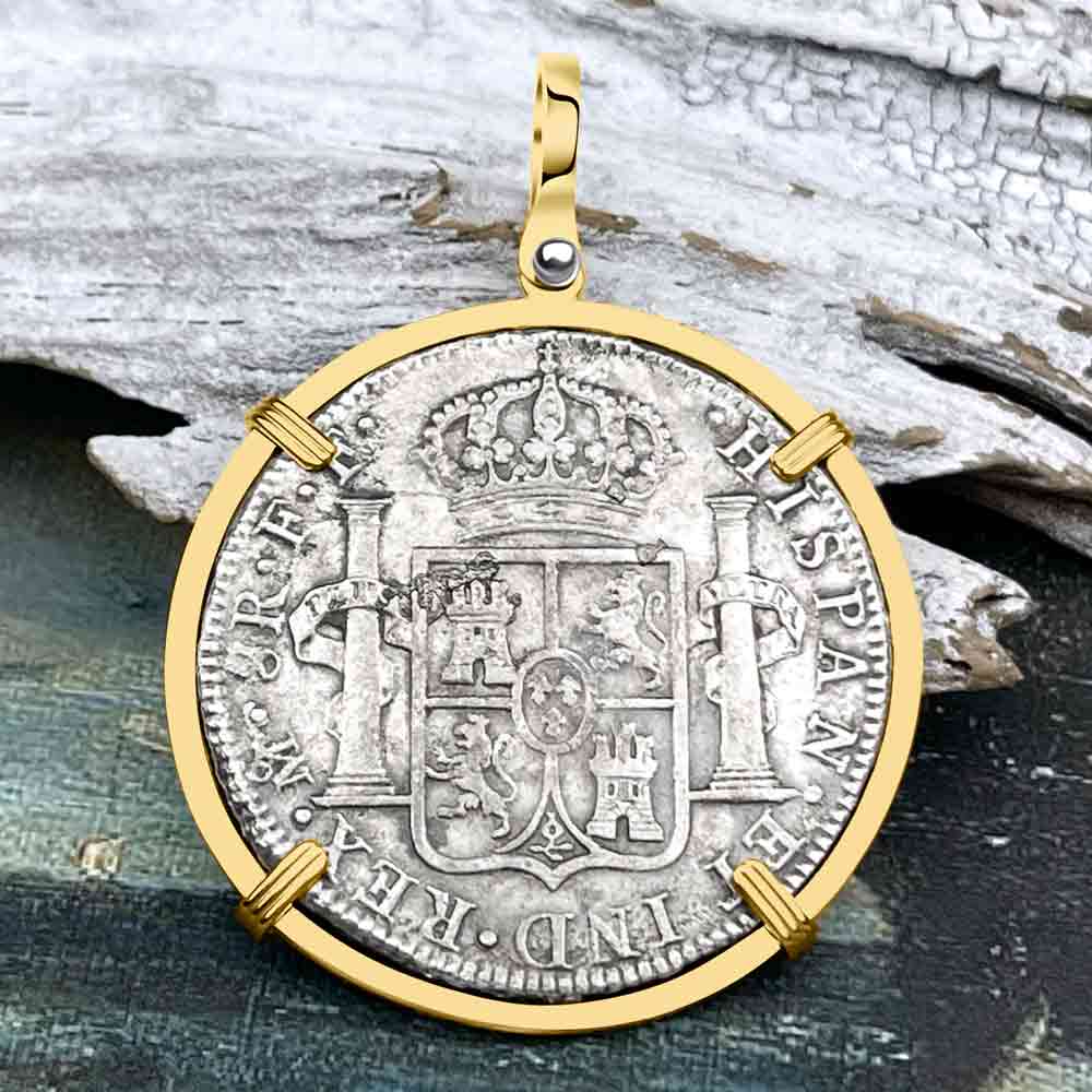 El Cazador Shipwreck 1783 8 Reale &quot;Piece of 8&quot; 14K Gold Treasure Coin Pendant