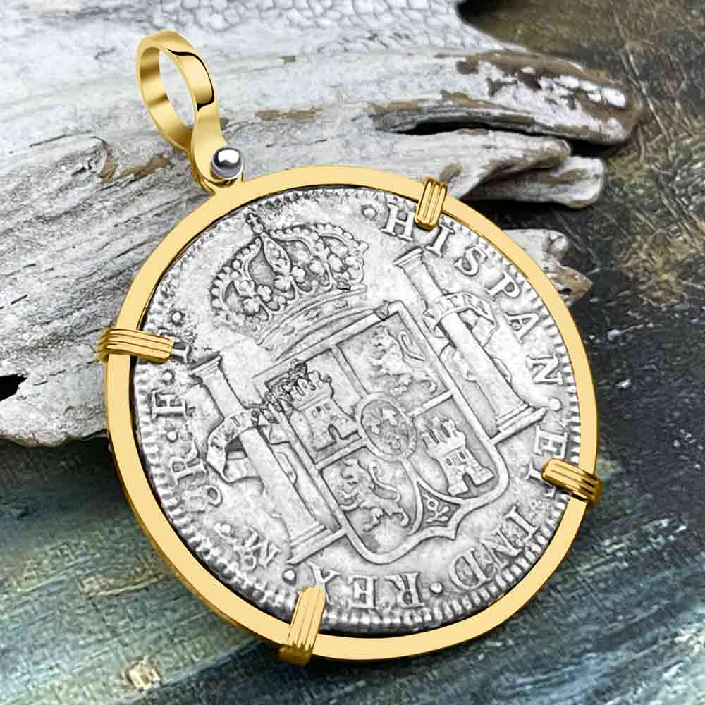 El Cazador Shipwreck 1783 8 Reale &quot;Piece of 8&quot; 14K Gold Treasure Coin Pendant