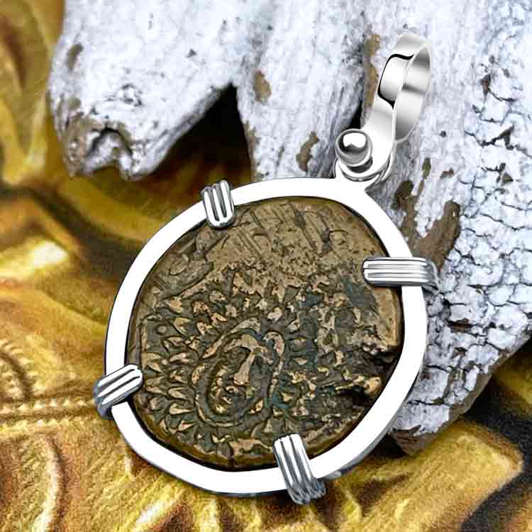 Ancient Greek Medusa &amp; Nike Protection and Victory Bronze Coin 120 BC Sterling Silver Pendant