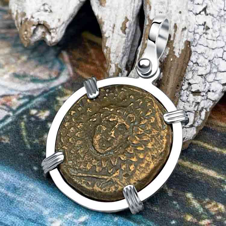 Ancient Greek Medusa &amp; Nike Protection and Victory Bronze Coin 120 BC Sterling Silver Pendant