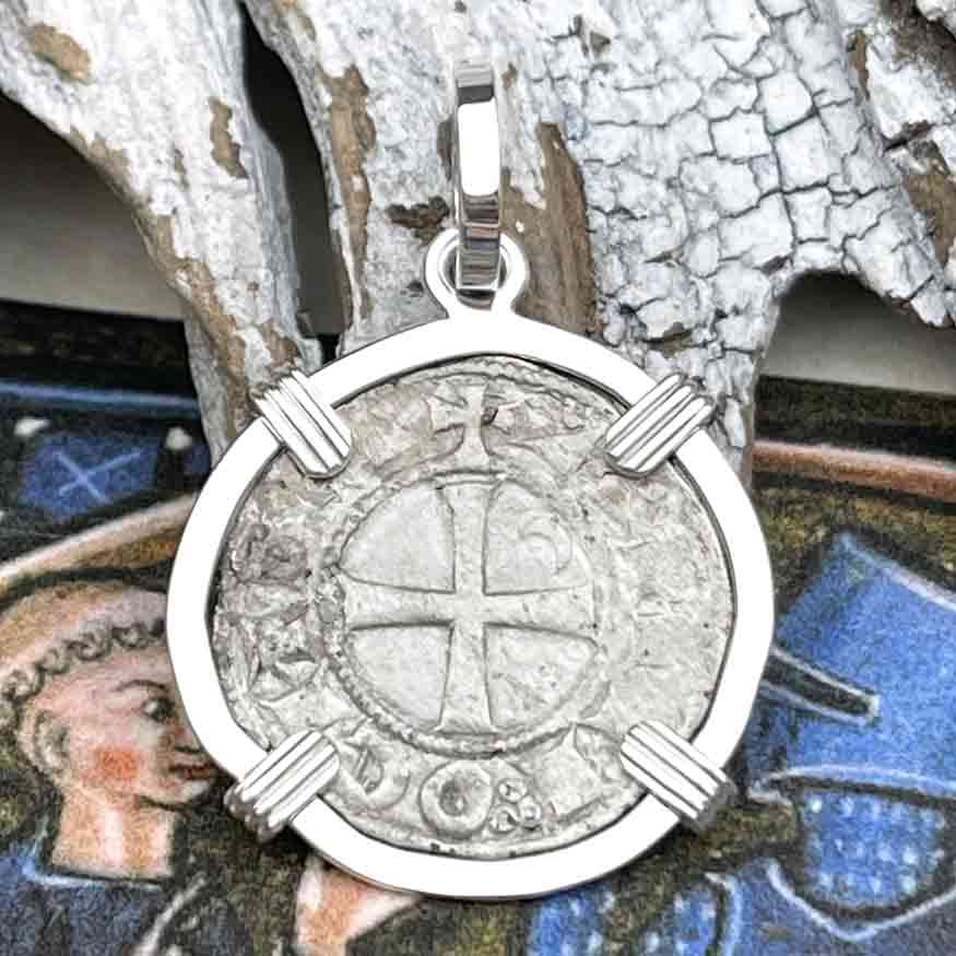 Templar Knights Era Antioch Crusader Medieval Silver Denier &quot;Helmet Head&quot; Coin of the Crusades Sterling Silver Pendant