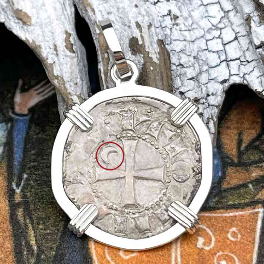 Templar Knights Era Antioch Crusader Medieval Silver Denier &quot;Helmet Head&quot; Coin of the Crusades Sterling Silver Pendant