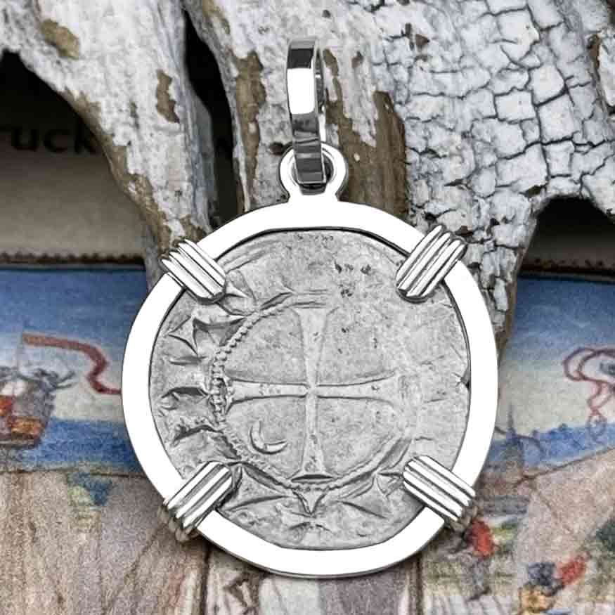 Templar Knights Era Antioch Crusader Medieval Silver Denier &quot;Helmet Head&quot; Coin of the Crusades Sterling Silver Pendant