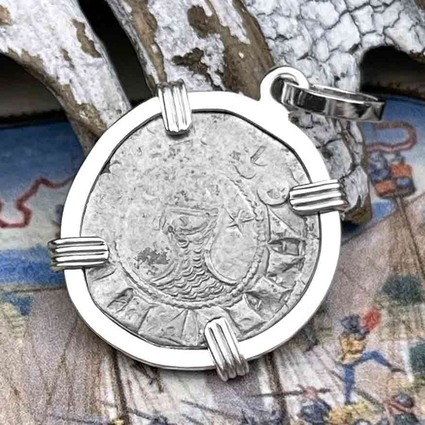 Templar Knights Era Antioch Crusader Medieval Silver Denier &quot;Helmet Head&quot; Coin of the Crusades Sterling Silver Pendant