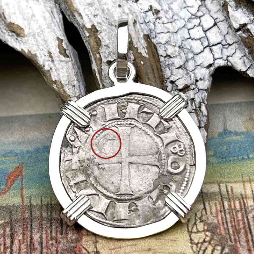 Templar Knights Era Antioch Crusader Medieval Silver Denier &quot;Helmet Head&quot; Coin of the Crusades Sterling Silver Pendant