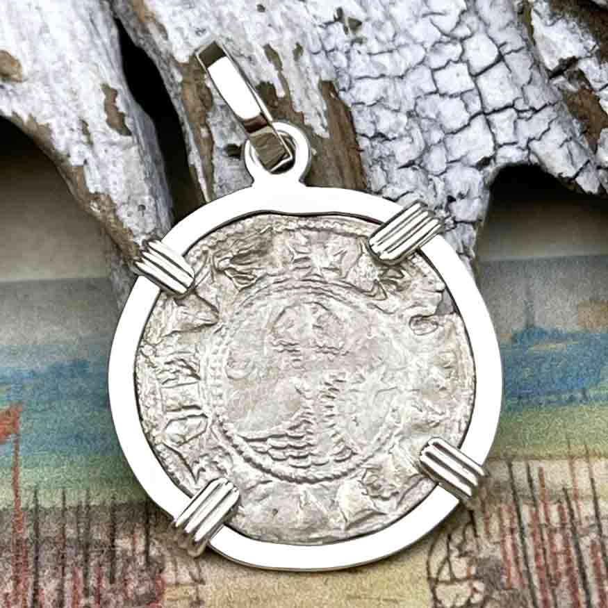 Templar Knights Era Antioch Crusader Medieval Silver Denier &quot;Helmet Head&quot; Coin of the Crusades Sterling Silver Pendant