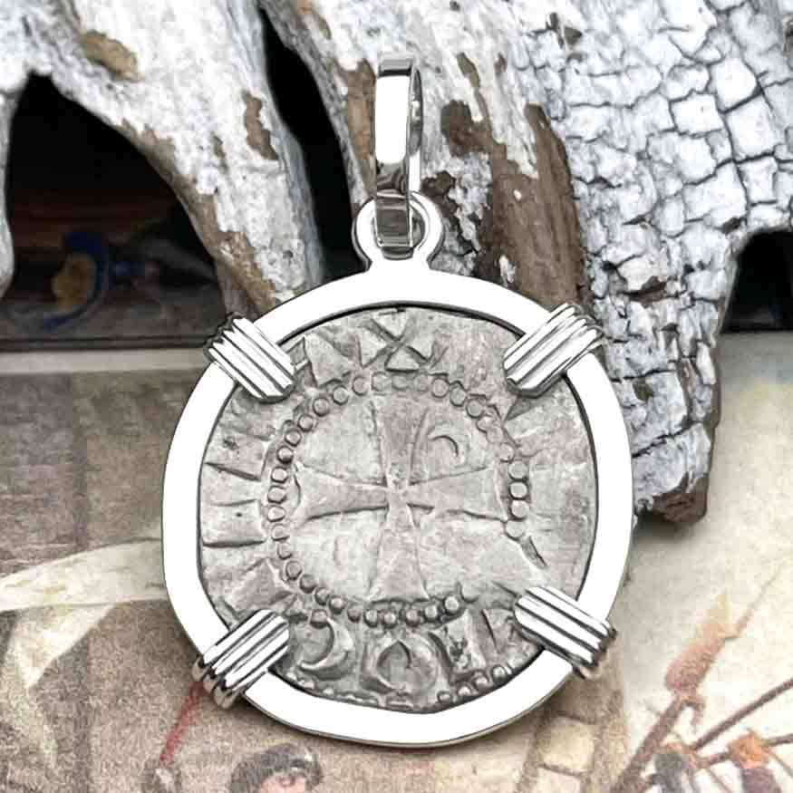 Templar Knights Era Antioch Crusader Medieval Silver Denier &quot;Helmet Head&quot; Coin of the Crusades Sterling Silver Pendant