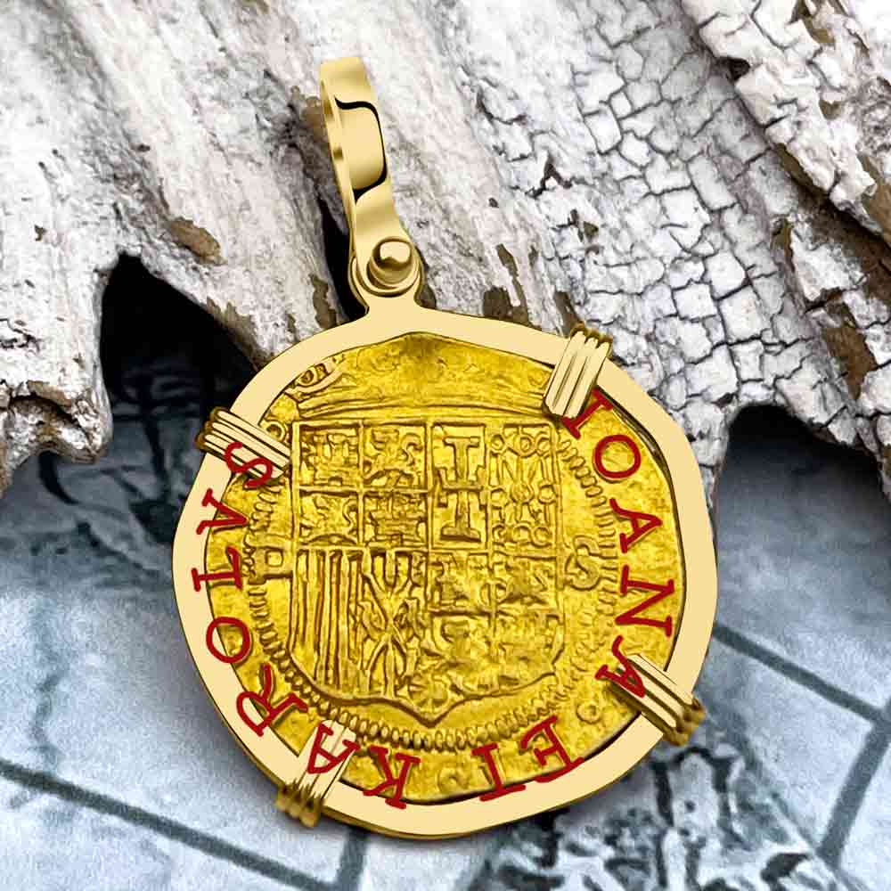 Circa 1560 Unknown Shipwreck 22K Gold 1 Escudo - the Legendary Pirate Era Doubloon 18K Gold Pendant