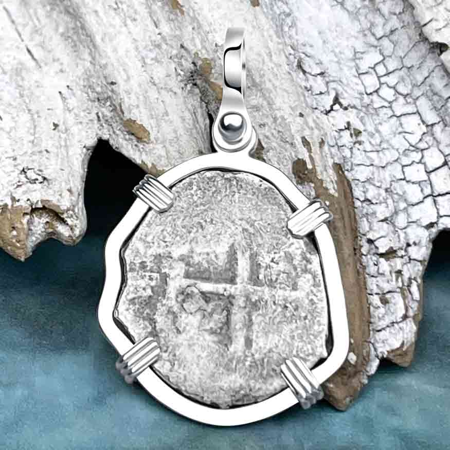 1715 Fleet Shipwreck Spanish 1 Reale &quot;Piece of 8&quot; Sterling Silver Pendant