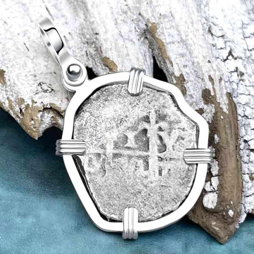 1715 Fleet Shipwreck Spanish 1 Reale &quot;Piece of 8&quot; Sterling Silver Pendant