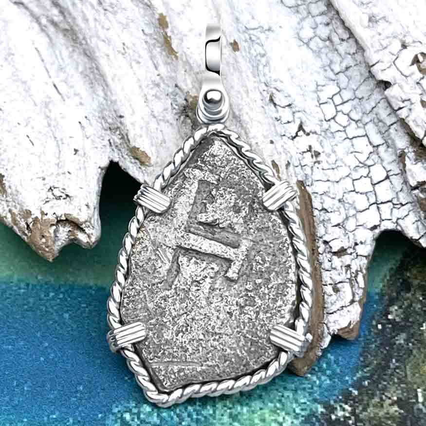 1715 Fleet Shipwreck Spanish 2 Reale &quot;Piece of 8&quot; Sterling Silver Pendant