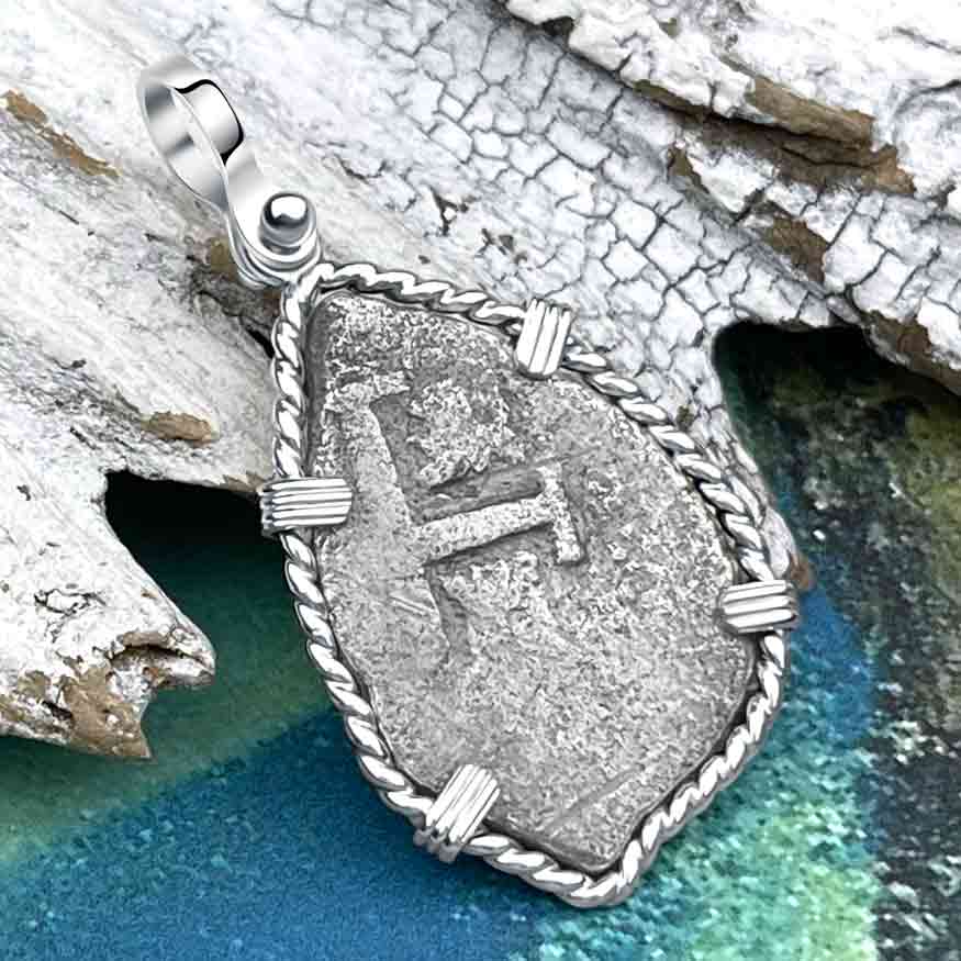 1715 Fleet Shipwreck Spanish 2 Reale &quot;Piece of 8&quot; Sterling Silver Pendant