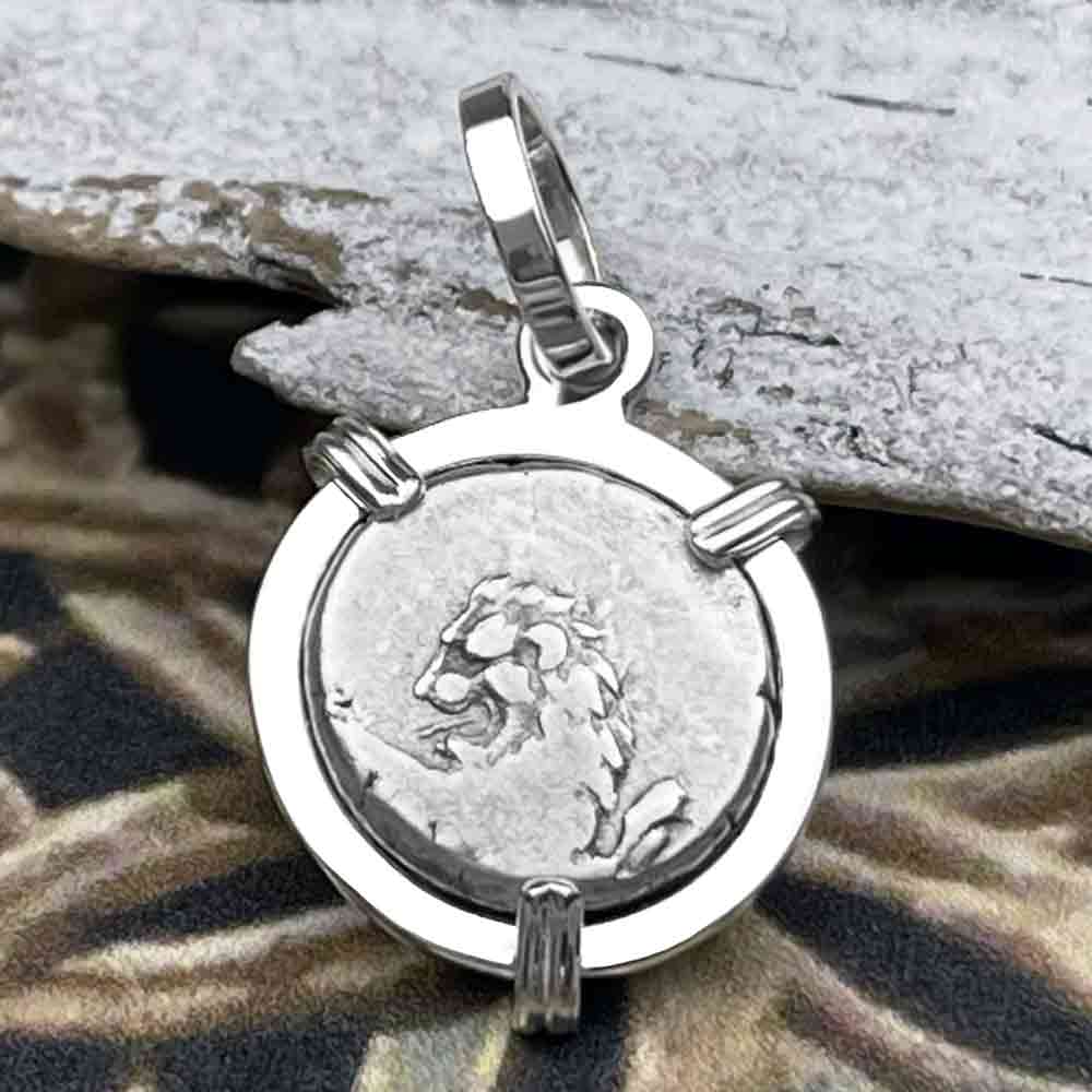 Ancient Greek Lion Hemidrachm 400 BC Sterling Silver Pendant