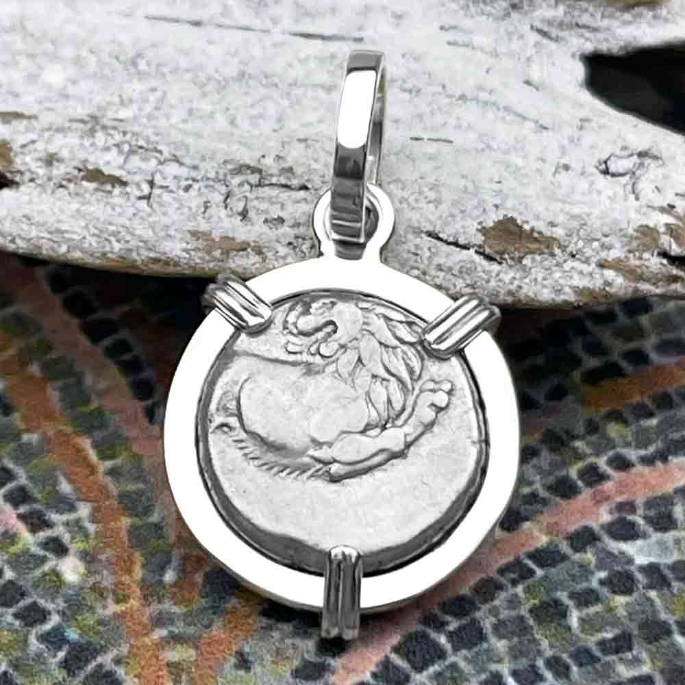 Ancient Greek Lion Hemidrachm 400 BC Sterling Silver Pendant