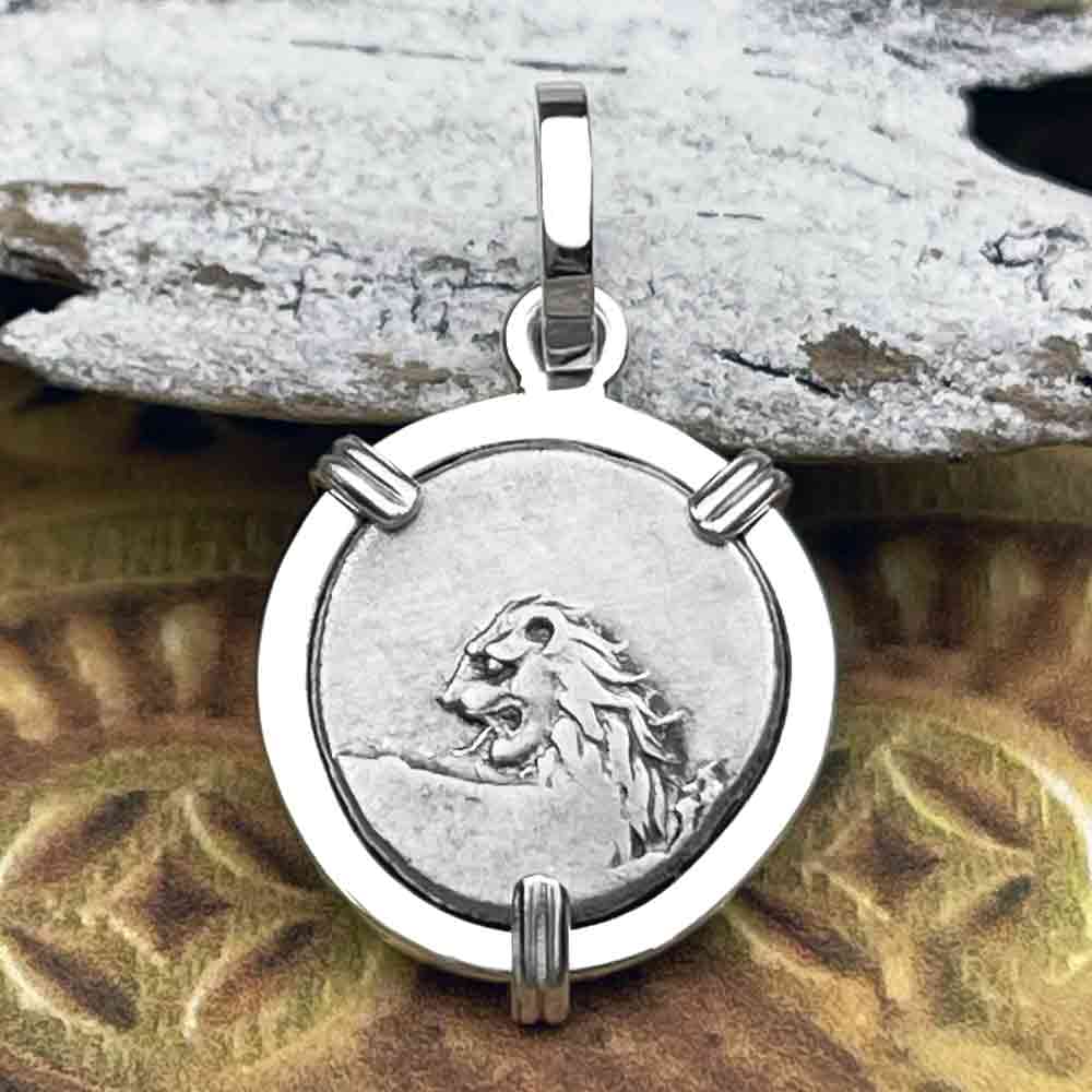 Ancient Greek Lion Hemidrachm 400 BC Sterling Silver Pendant