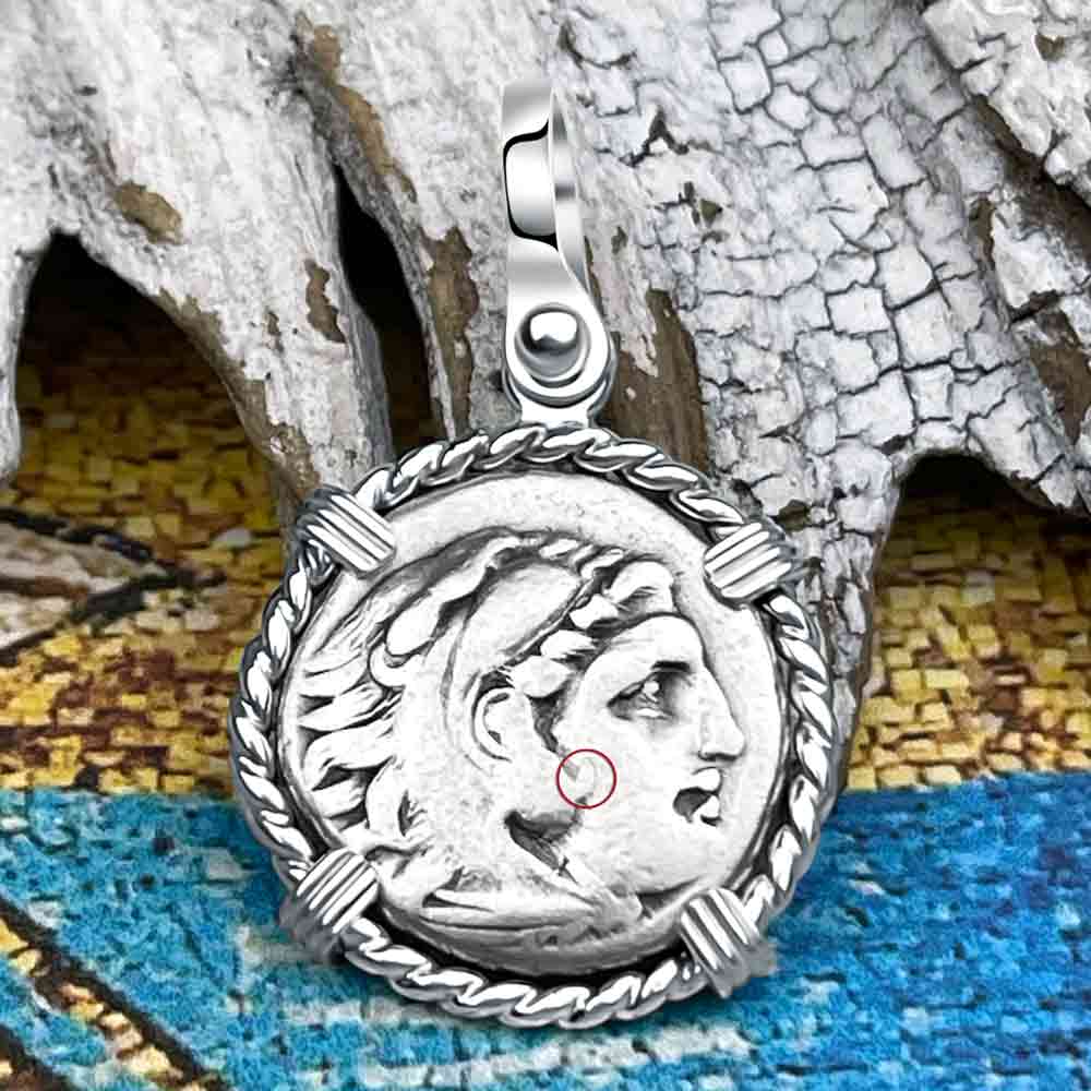 Ancient Greek Alexander the Great Silver Drachm Coin Sterling Silver Pendant